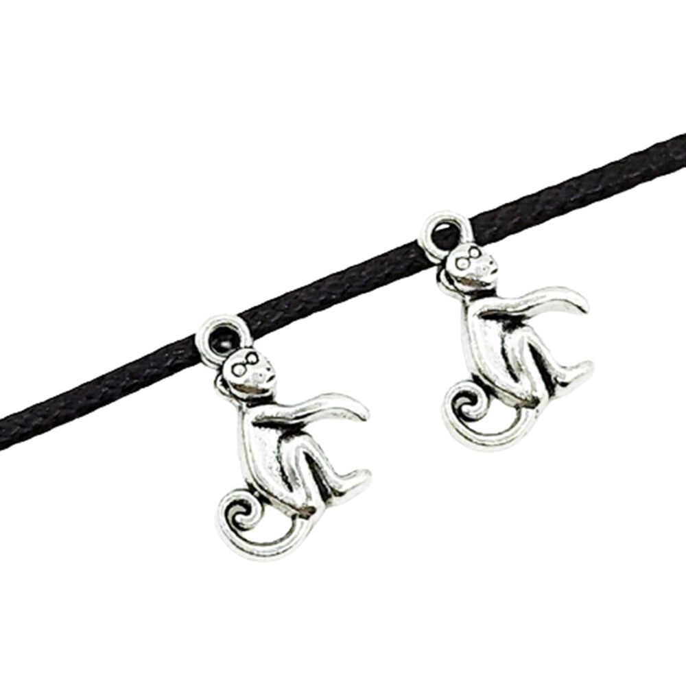 5049 50pcs Antique Silver Alloy Monkey Animal Charms Pendants Antique Beads